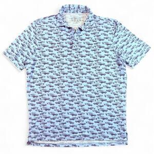 IBKUL Crusin Short Sleeve Polo Shirt Muscle Cars UPF50+ Cooling Golf Blue Mens M